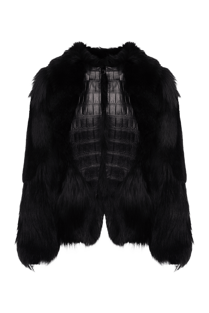 【VIP価格】DOLCE & GABBANA Black Fox Fur Scarf NEW $1840 DOLCE & GABBANA Scarf Black Fox Fur Shoulder Wrap