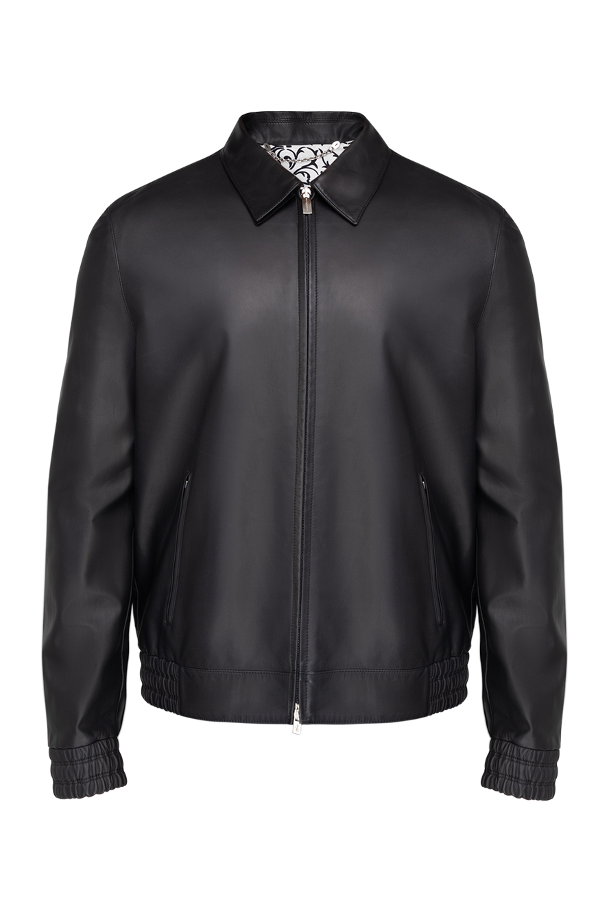 【BAON】[unisex] Ratto Two Way Collar Leather Jacket Leather Jacket with Python Luxury Billionaire