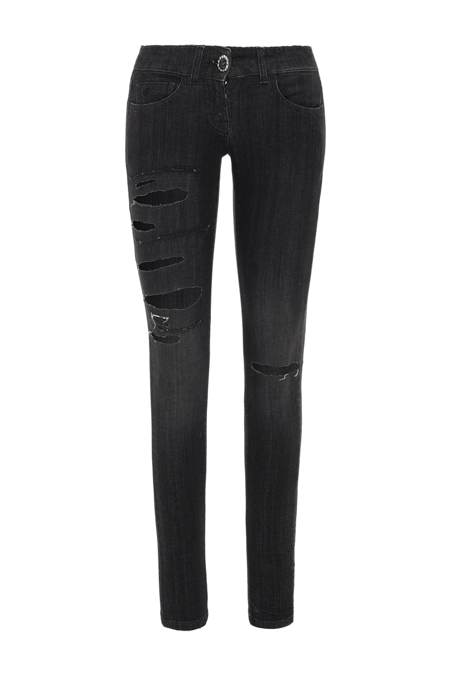 Scissor Scriptor black denim skinny jeans with expressive slits on