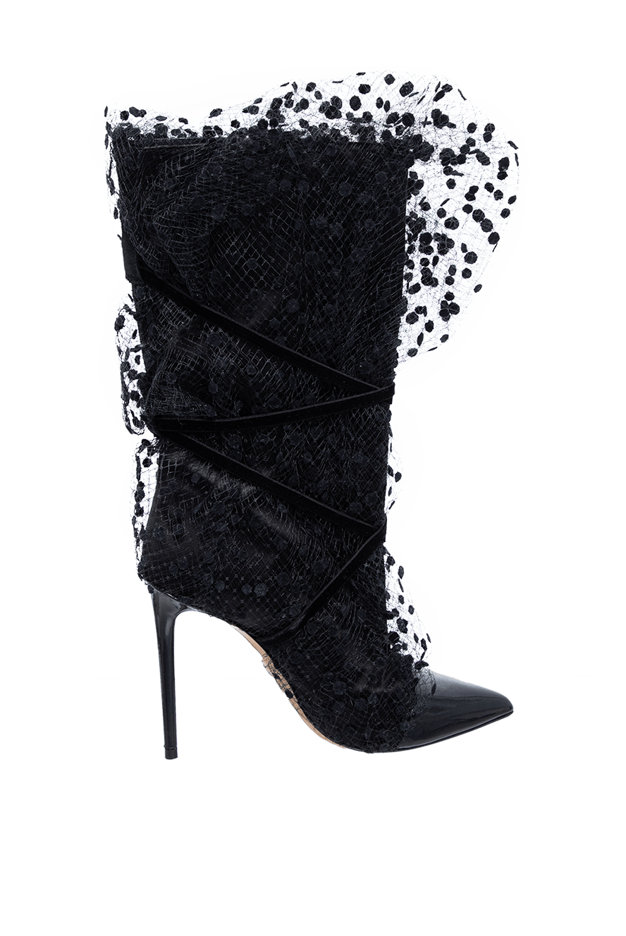Alexandre Vauthier women's black boots with decorative mesh 142763