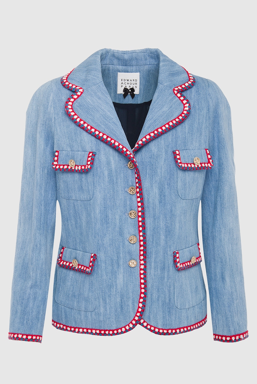 N*e様 arulee v-collar denim jacket Edward Achour Paris blue cotton and linen denim jacket for women