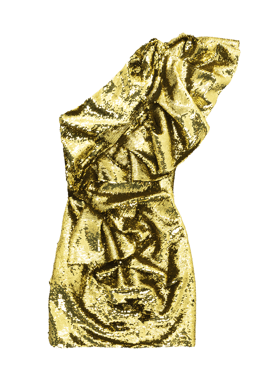 Alexandre Vauthier one shoulder gold sequin draped mini dress 144850   Women evening dress | Domino Online Store Ukraine