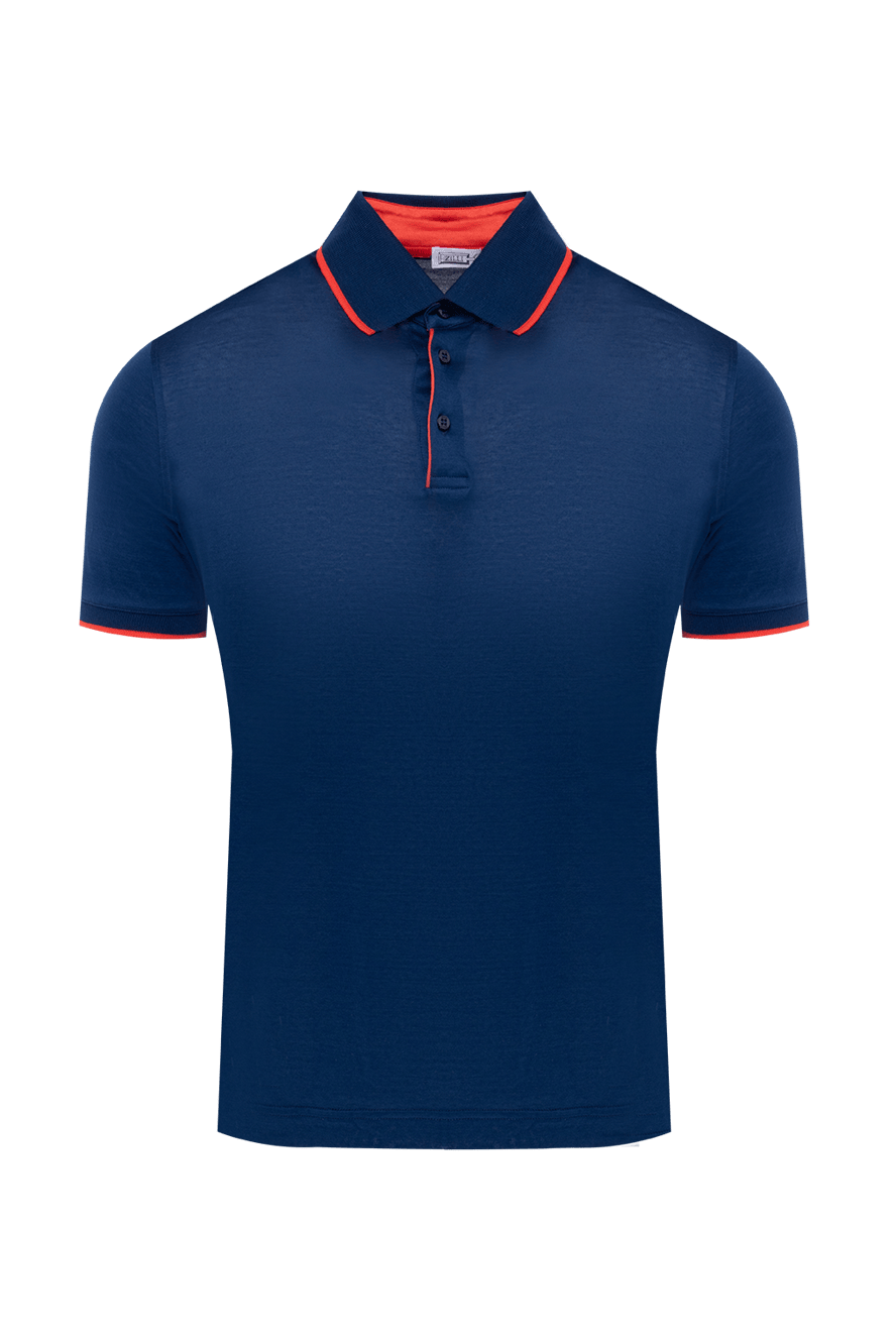 Zilli blue cotton polo shirt decorated with contrast stripes for