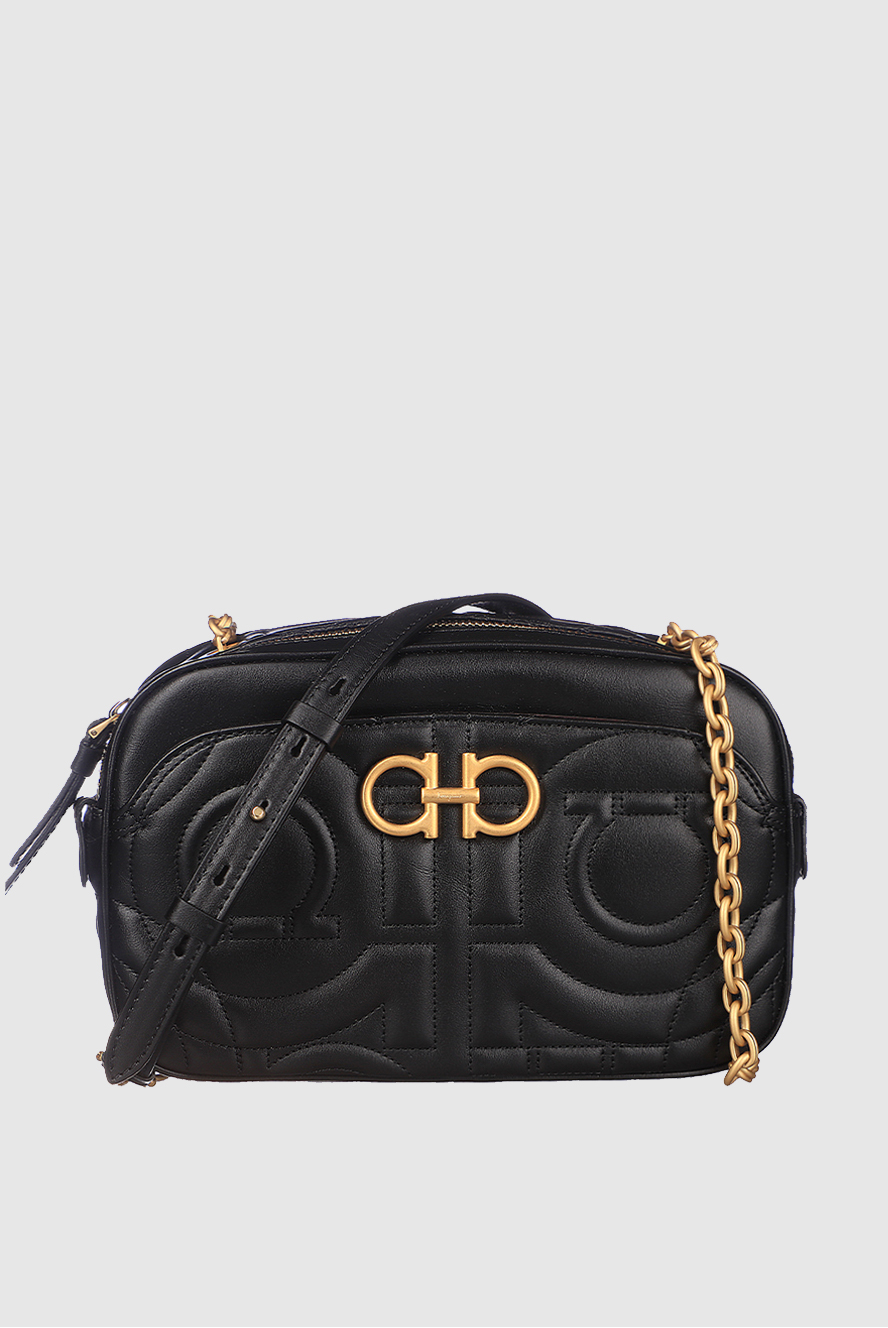 Salvatore Ferragamo　イタリア購入　黒籠バッグ 156317-1_6.jpg