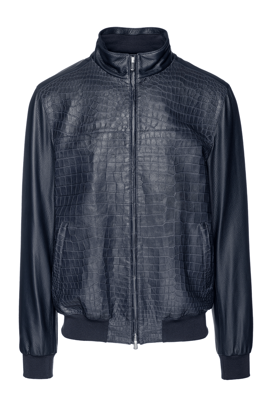 Enrico Mandelli alligator leather jacket blue for men 157618 — Men