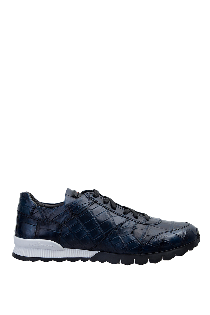 Kiton men's blue crocodile leather sneakers 158626 — Men sneakers