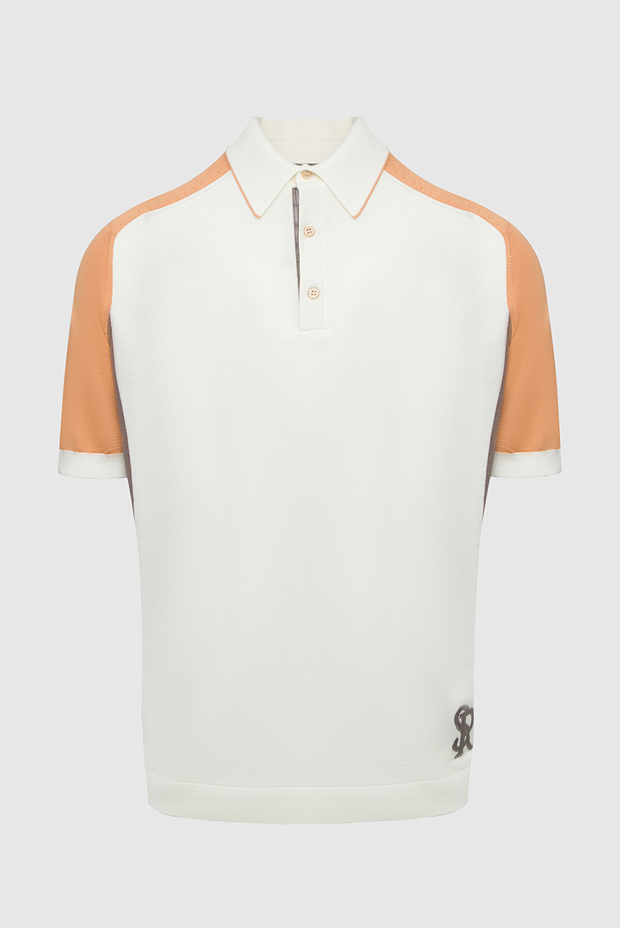 Stefano Ricci silk polo shirt with crocodile leather inserts in a