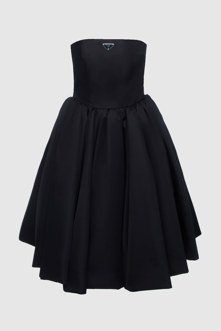 prada black corset dress Prada minimalist black dress with a full fit and cold shoulders 160784 Women evening dress