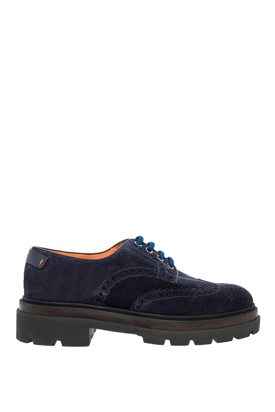 【再値下げ】Santoni Lug-sole Derby Shoes Santoni blue suede brogue derby shoes with chunky sole for men