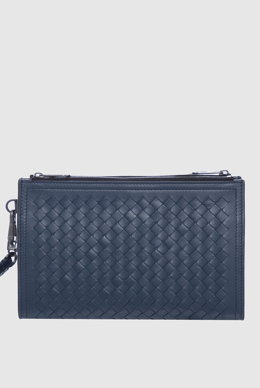 Bottega Veneta men's clutch bag made of genuine leather blue