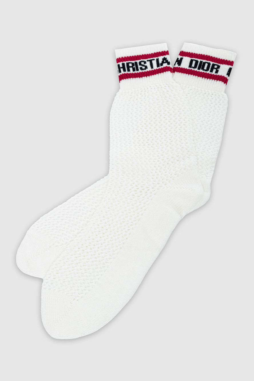 Dior women's cotton socks with a logo, white 164182 — Women socks