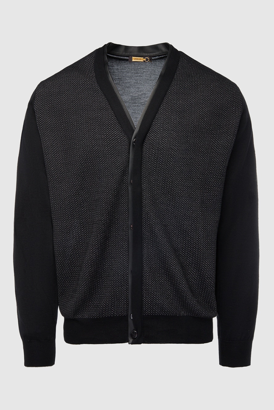 Zilli cardigan for men made of cashmere, silk and genuine leather
