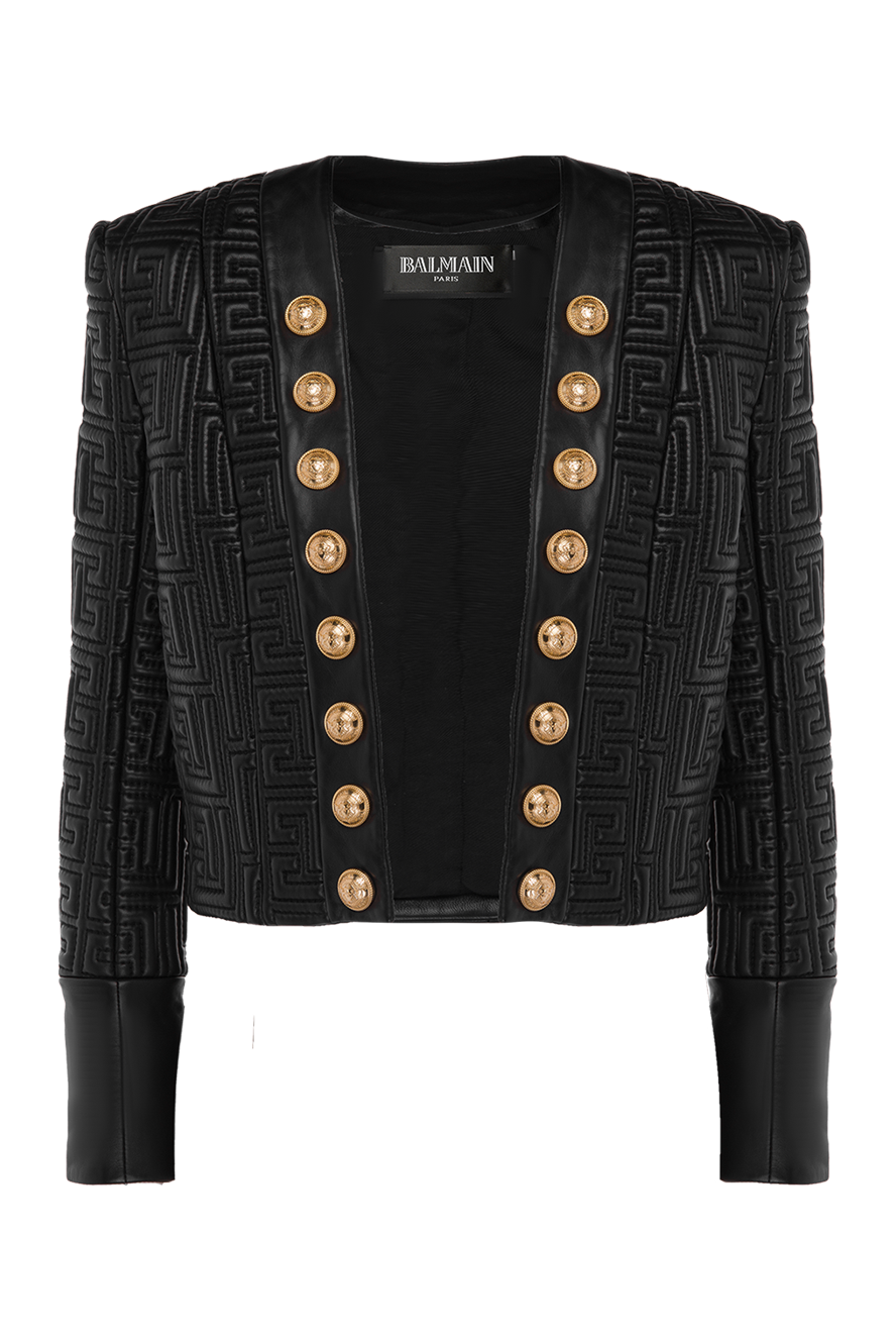 Balmain black genuine leather jacket for women 168341