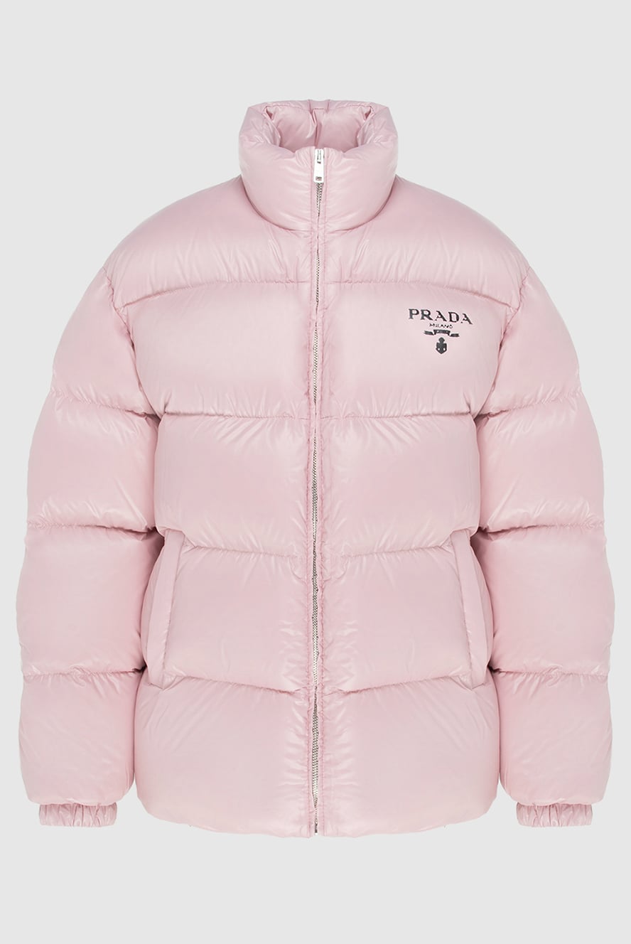 Prada pink women's down jacket with voluminous quilting and high