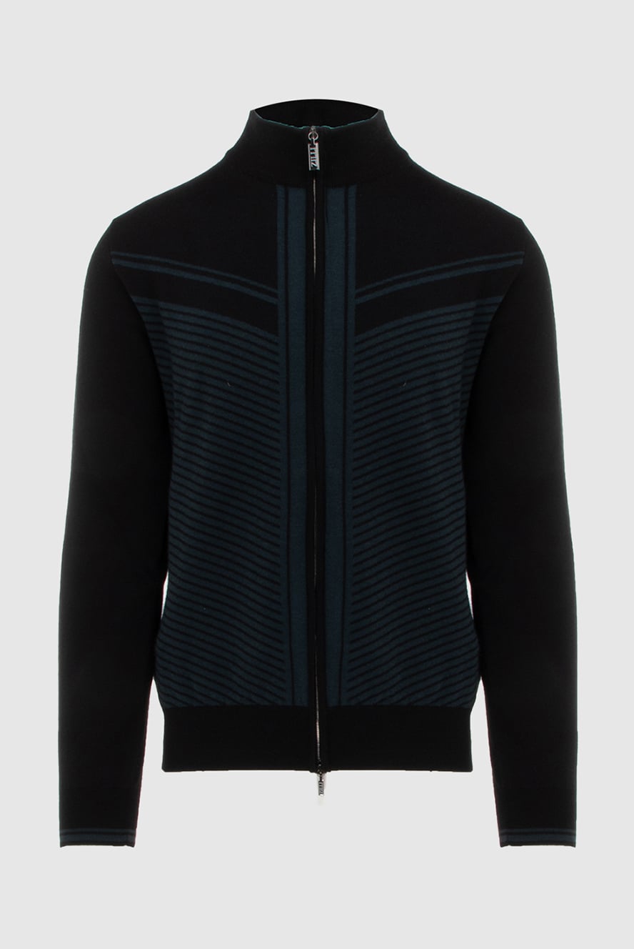 Zilli black wool and silk cardigan for men 171787 — Men sports