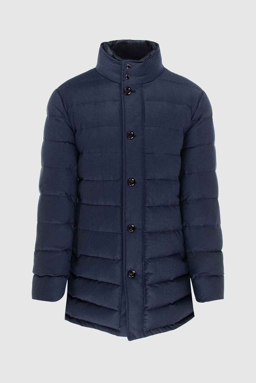 ダウンジャケット・コート MOORER DARK BLUE WOOL DOWN JACKET Moorer men's quilted wool and cashmere down jacket in blue
