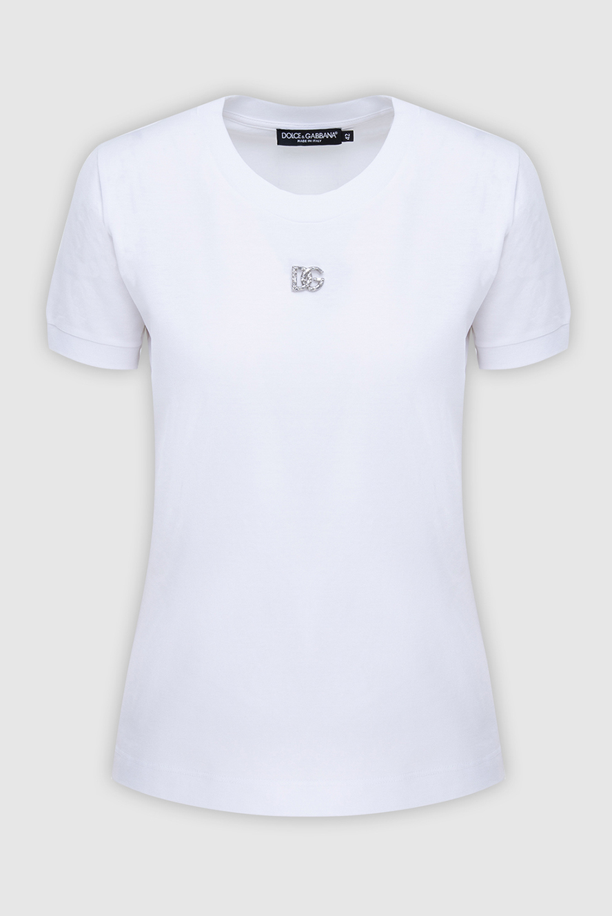 Dolce & Gabbana women's white cotton t-shirt with silver