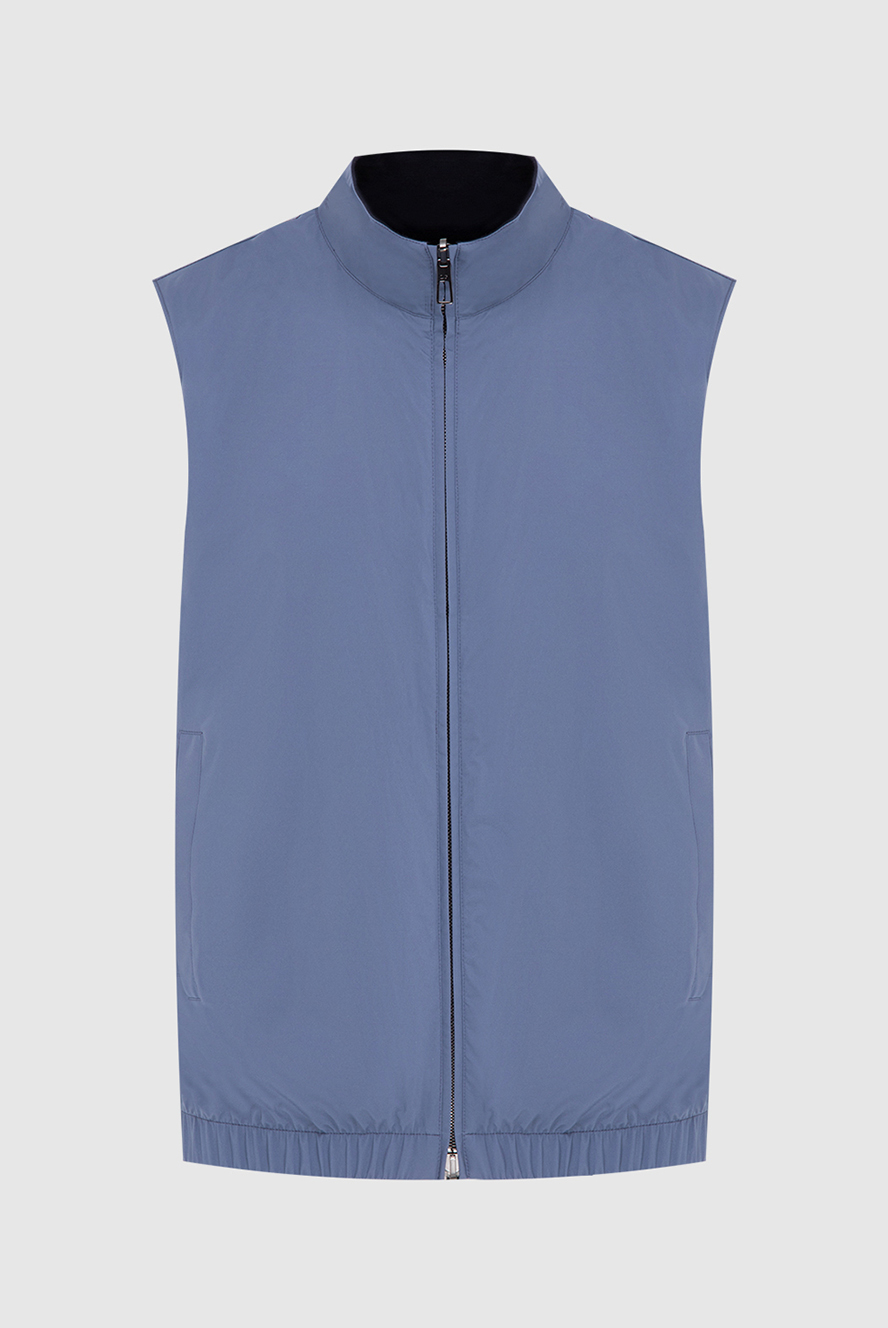 Loro Piana a light blue vest with a simple cut and a zipper 173961