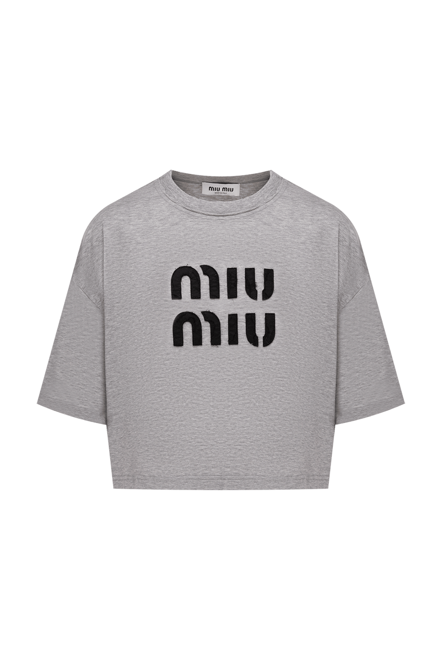 VIP【関税送料無料】希少 MIU MIU GREY WOOL T-SHIRT w24-miu-miu-mjn483-s-