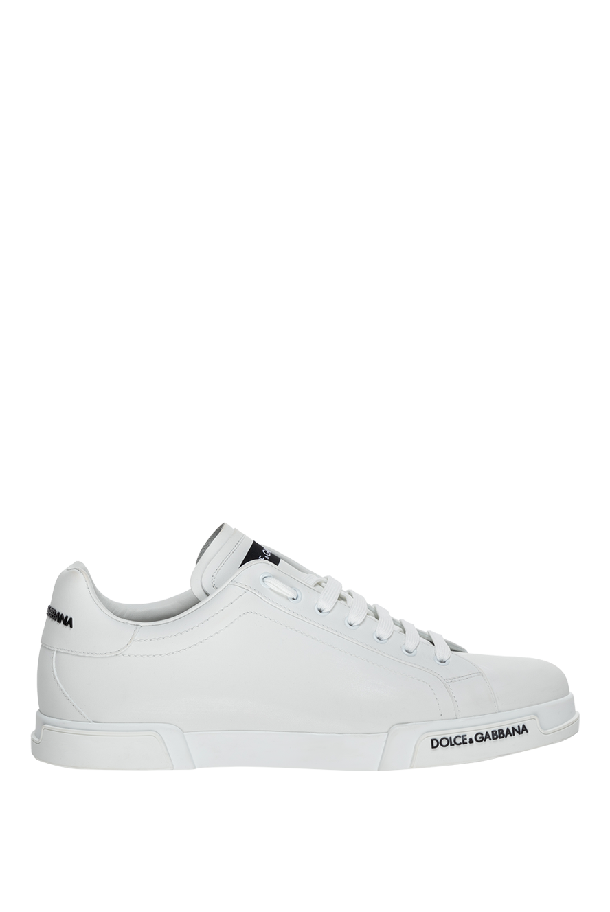 Dolce & Gabbana white leather sneakers decorated with a logo men's