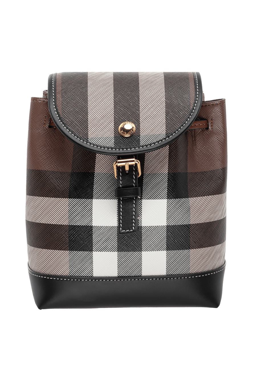 Burberry women's backpack made of cotton and polyurethane brown
