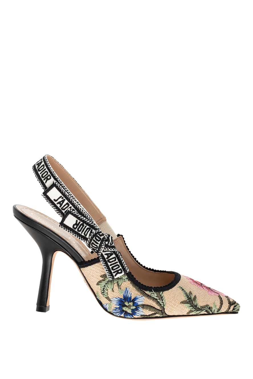 Dior fabric shoes with flowers and branded tape on the heel 175275