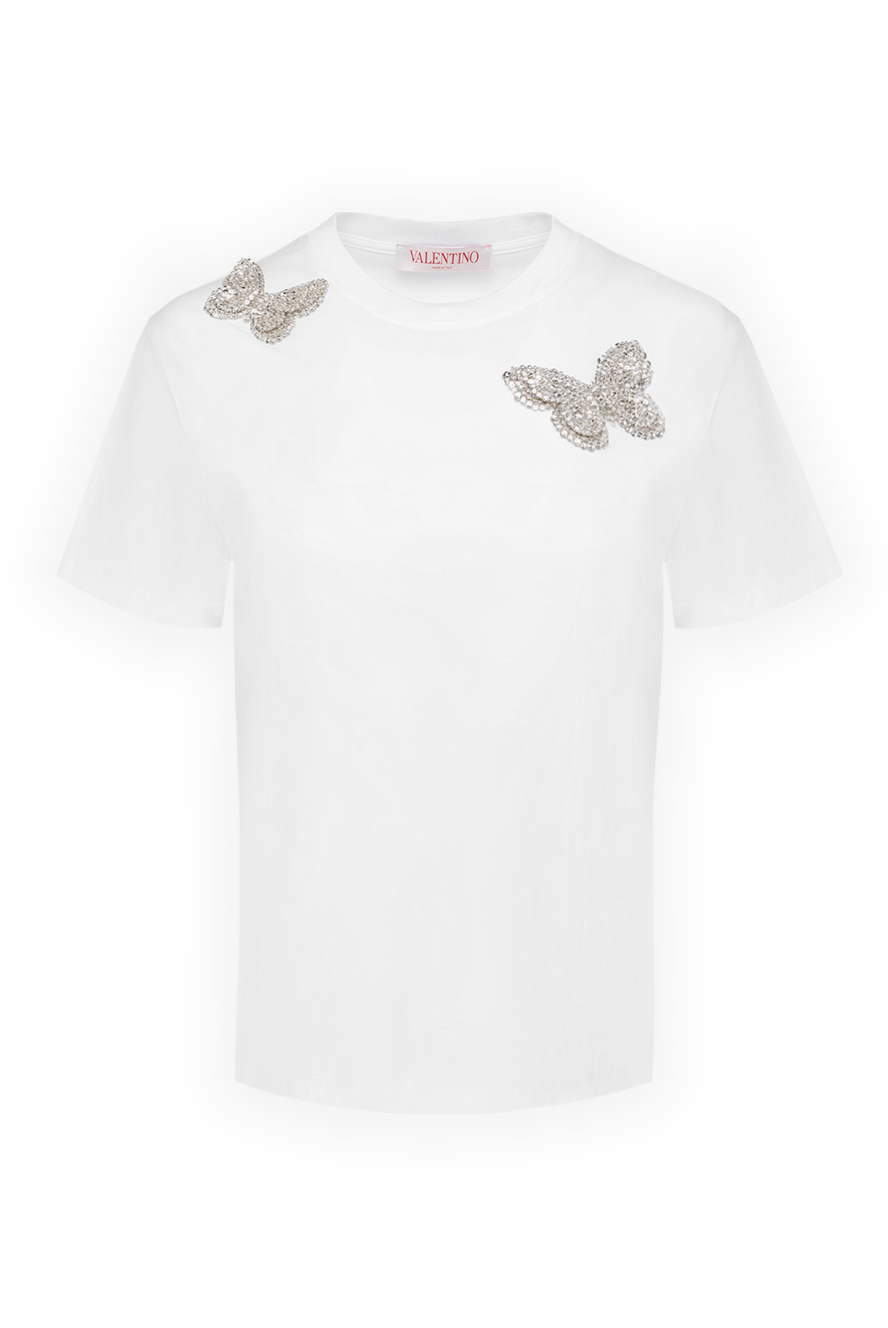 Tシャツ・カットソー VALENTINO Woman T-Shirt Ivory 6B3MG24P961 CR1 Jersey Cotton T-shirt With Chez Valentino Print for Woman in