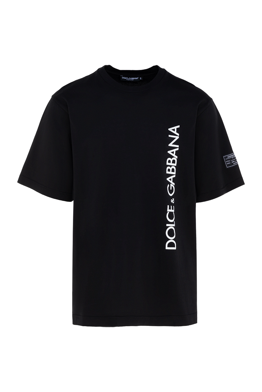 Dolce & Gabbana 関税送料込 ブラック ロゴTシャツ ブラックのメンズ Tシャツ コットン DGエンブロイダリー
