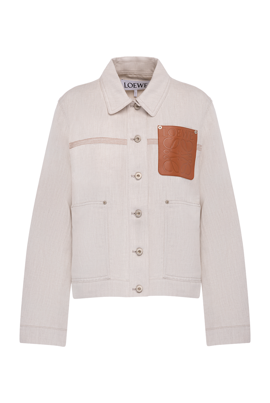 Loewe denim jacket made of cotton and linen for women beige 178031