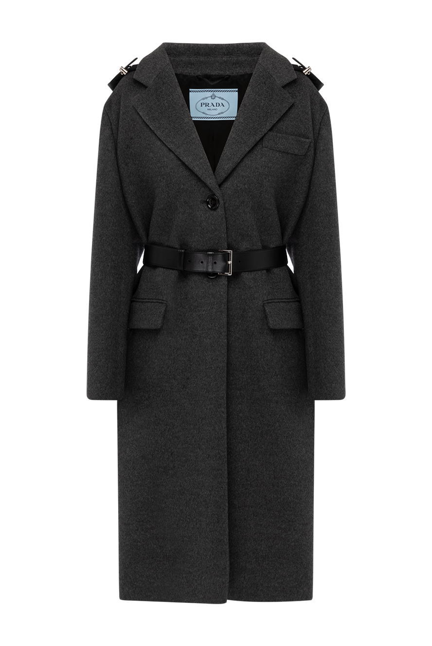 Prada gray wool and angora coat for women 178665 — Women