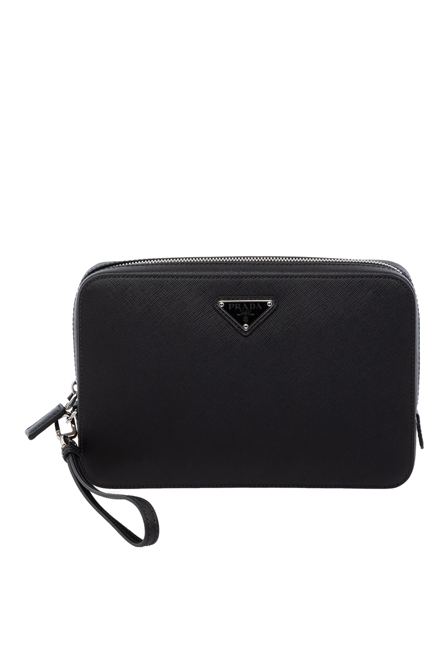 Prada black men's genuine leather clutch 178697 — Men