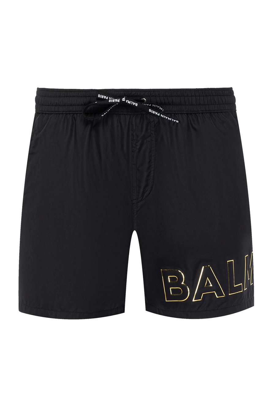 Balmain men's black swim shorts with gold branding 179000 — Men
