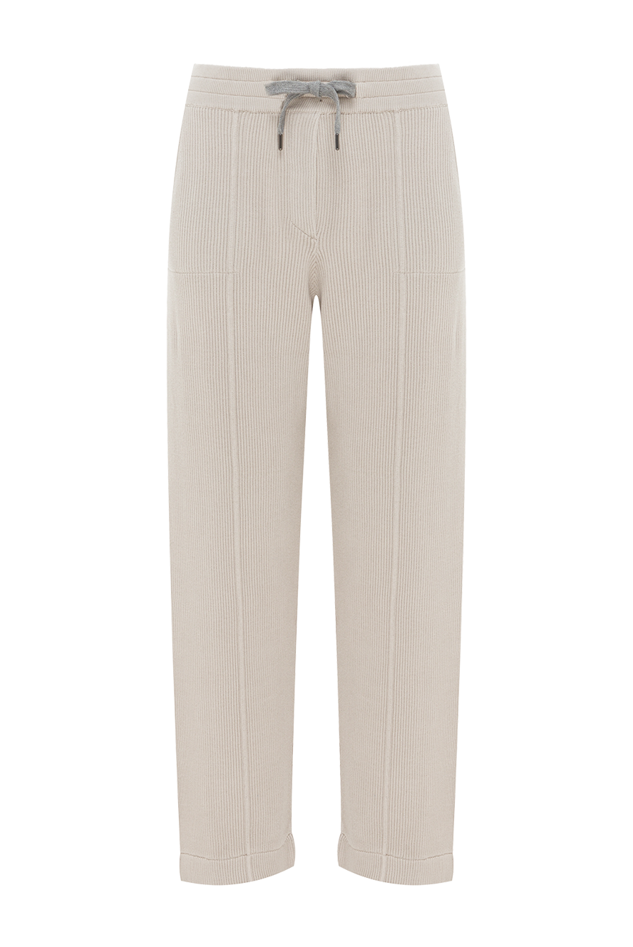 Brunello Cucinelli women's gray ribbed knit trousers 180349