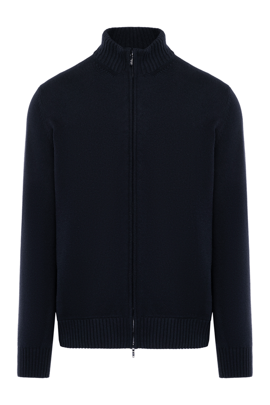 Loro Piana navy blue cashmere turtleneck cardigan with zip 180422