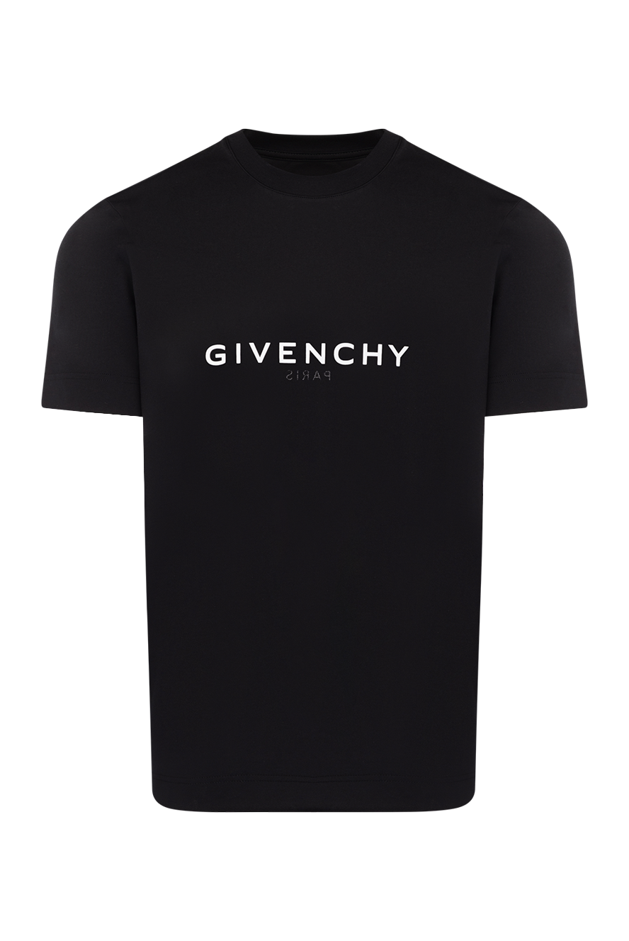 GIVENCHY PARIS Tシャツ ブラック Givenchy classic black t-shirt with white branding 180684 — Men t