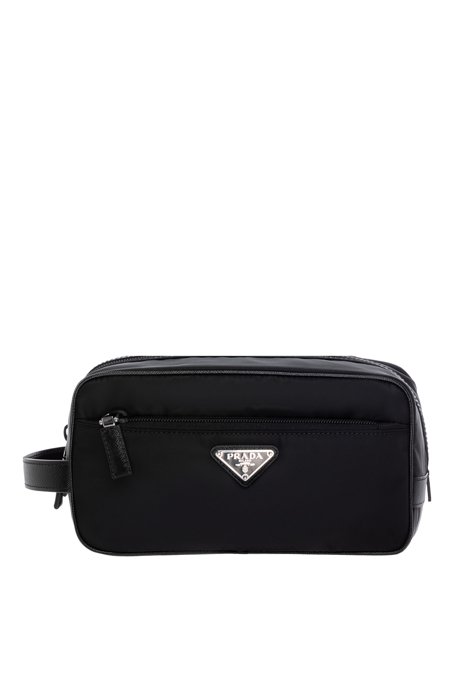 Prada travel nylon cosmetic bag for men, black with logo 184952
