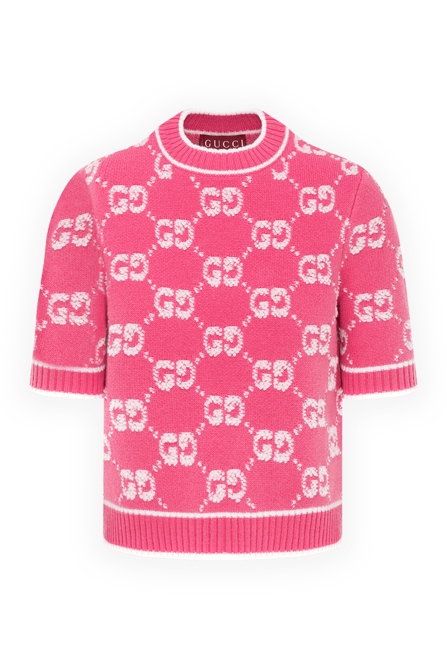 Gucci pink women's woolen jumper with logo 185565 — Women jumper