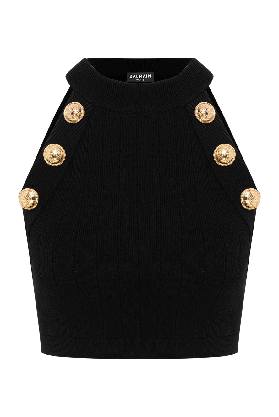 Balmain women's black top with gold buttons 186460 — Women tops
