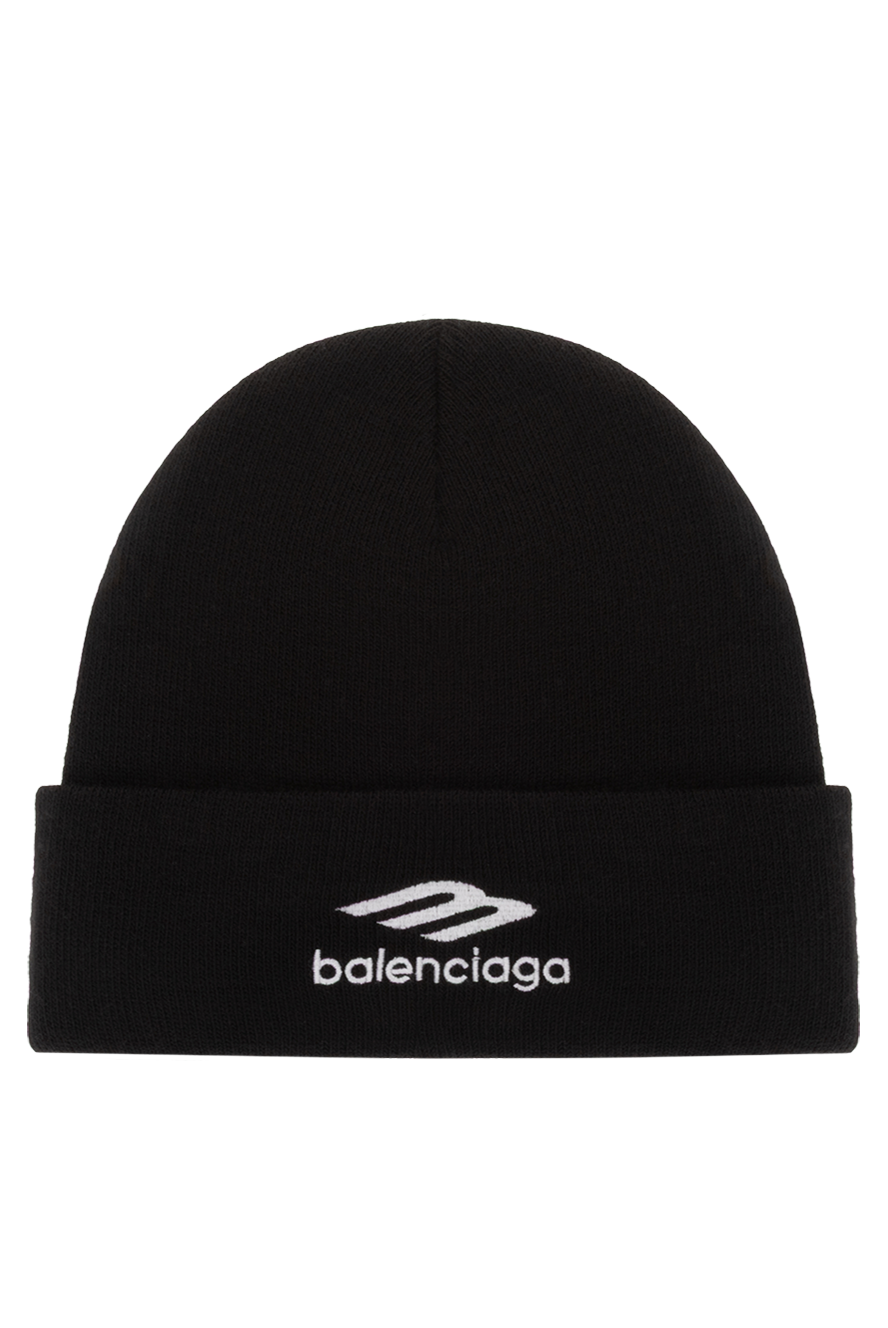 Balenciaga warm men's hat black with logo 187144 — Men a cap