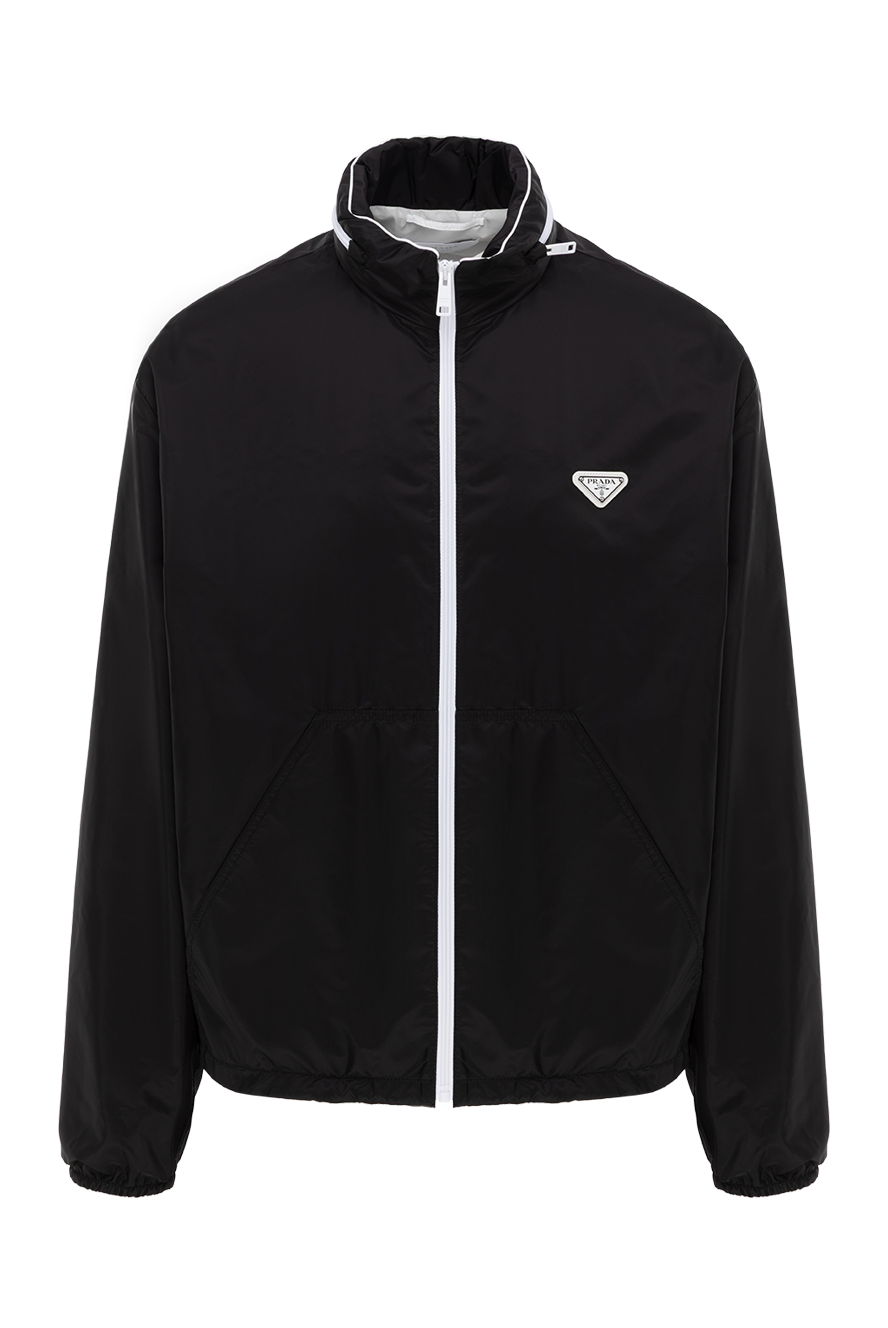 ジャケット・アウター PRADA Jacket Prada re-nylon jacket with contrast zipper and logo, black for men