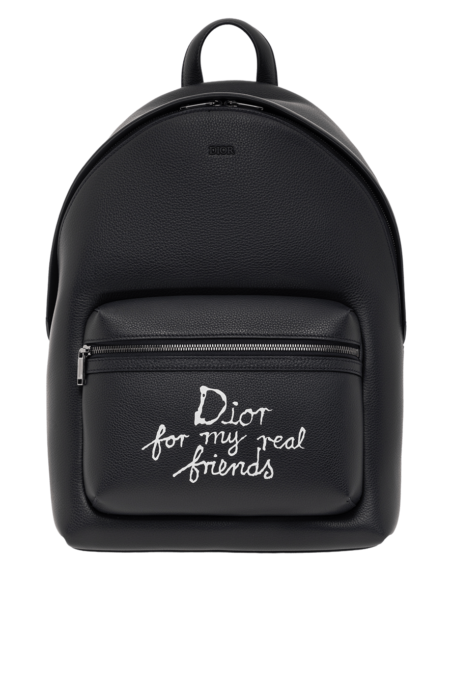 Dior rider 2.0 men's zippered backpack black genuine leather
