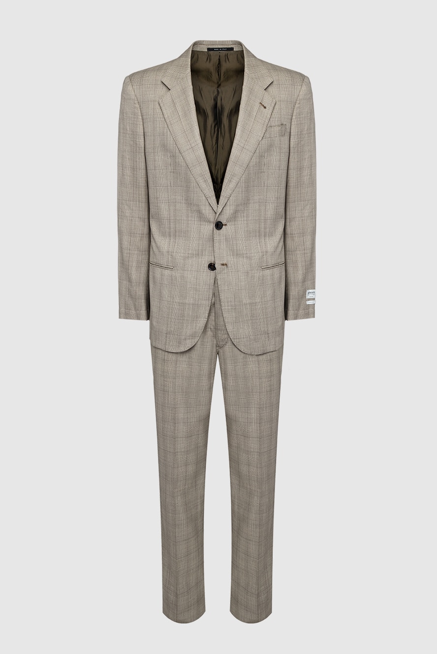 スーツ EMPORIO ARMANI khaki WOOL RAYON Suits 50 Armani beige wool and silk suit for men 947019 — Men suits and