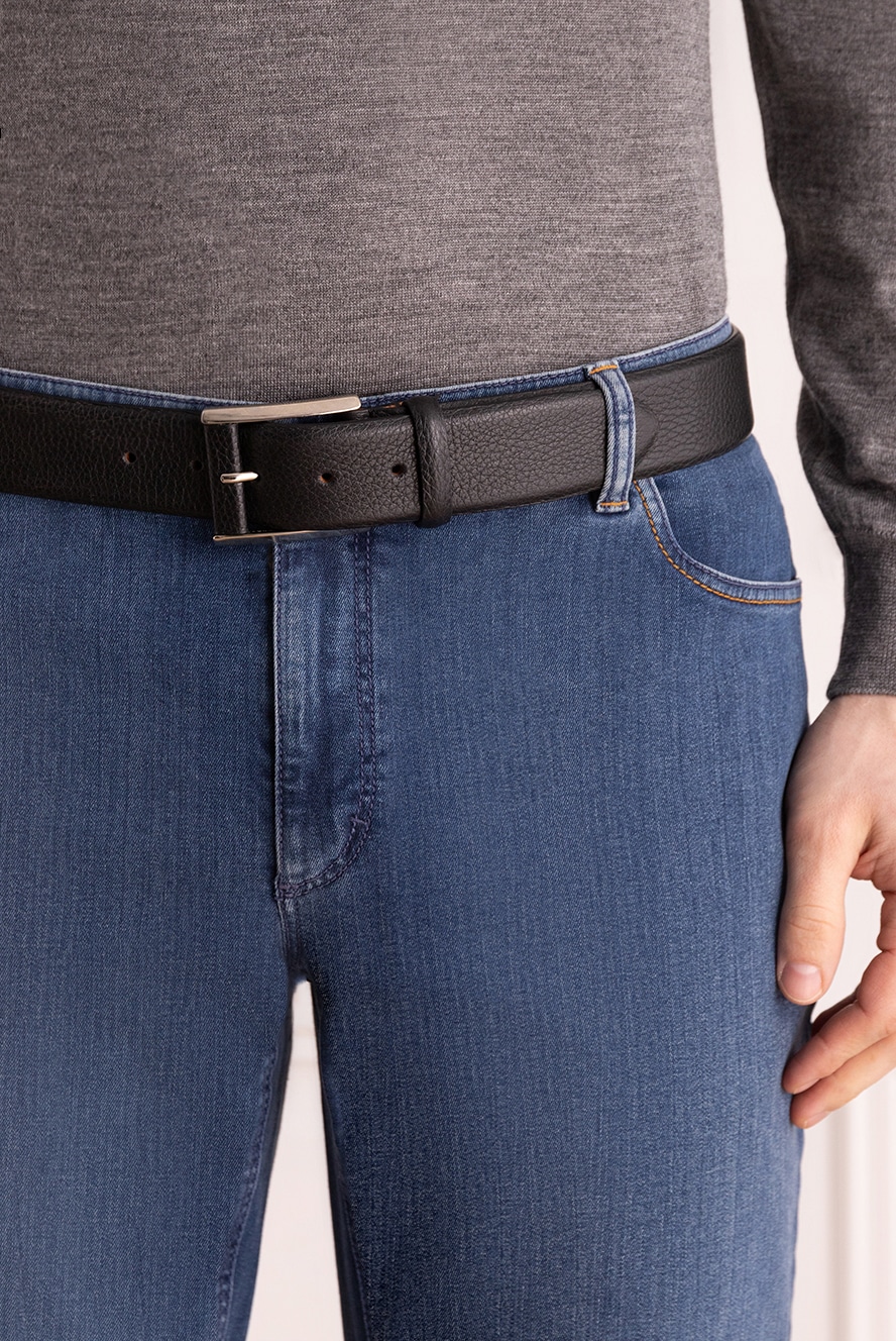 Cesare di Napoli textured black leather belt for men 137850 — Men