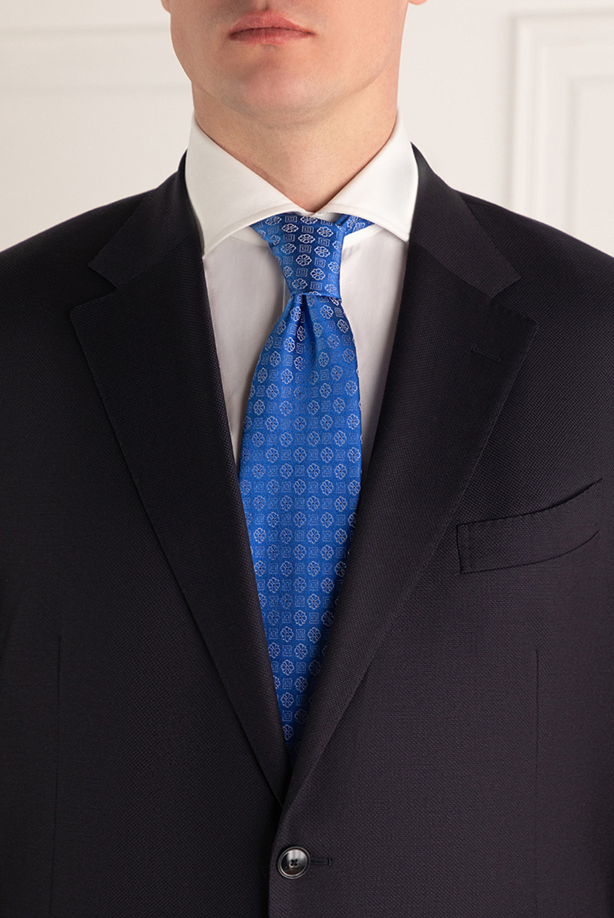 Italo Ferretti silk tie light blue with floral pattern men's