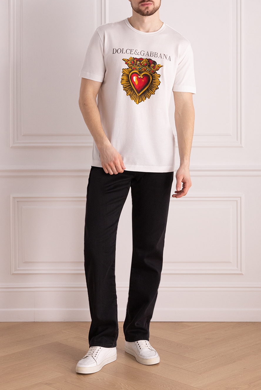 Dolce & Gabbana white cotton t-shirt with a bright heart