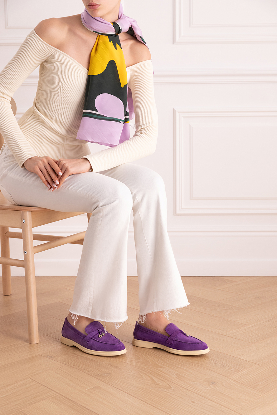 Cesare di Napoli loafers women's suede with metal decor purple 151679 ...