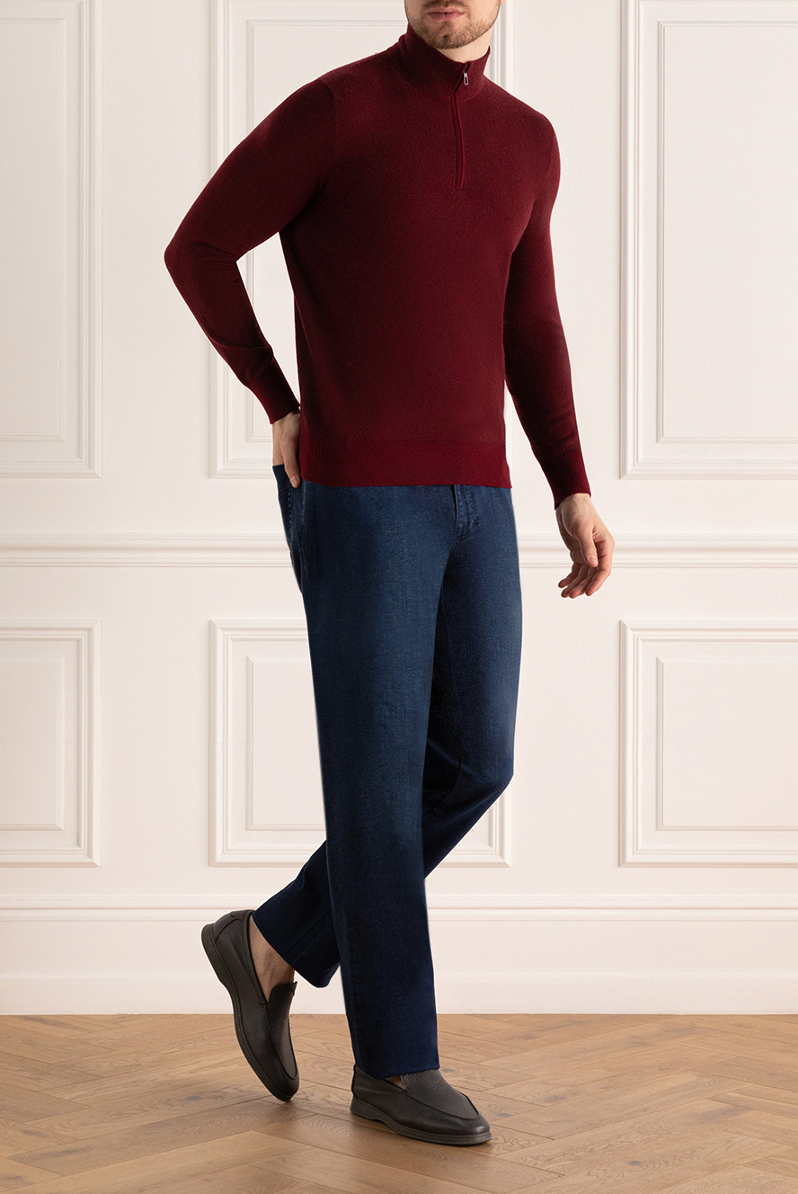 Loro Piana cashmere tee in burgundy for men 153357 — Men troyer