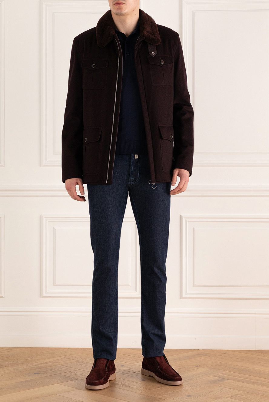Seraphin jacket with cashmere fur burgundy for men 155340 — Men fur