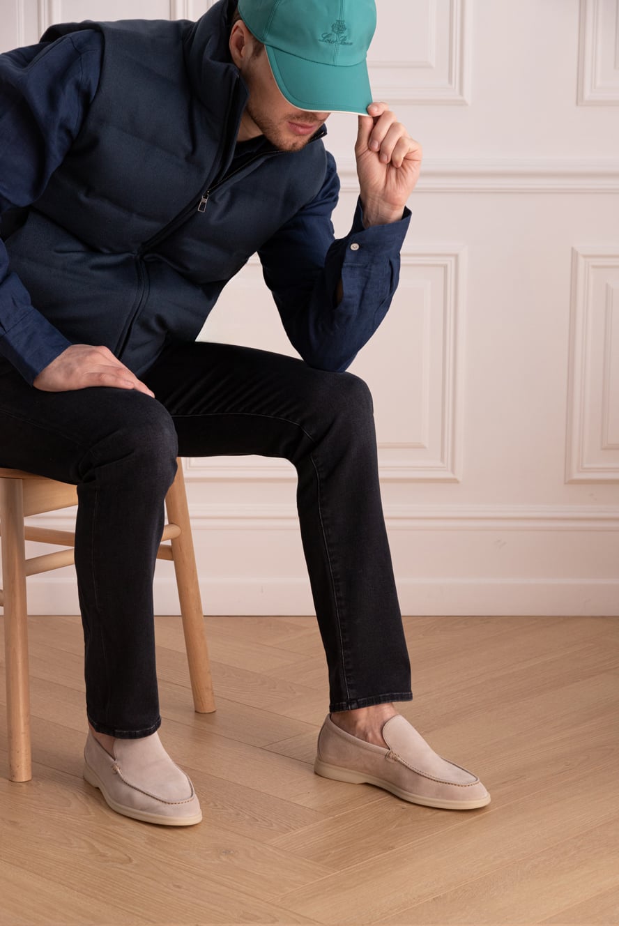 Loro Piana лоферы из натуральной замши бежевые мужские летние
