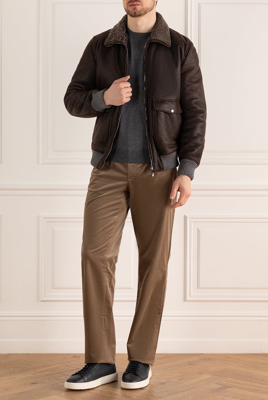 Barba Napoli men's sheepskin coat made of genuine leather and fur